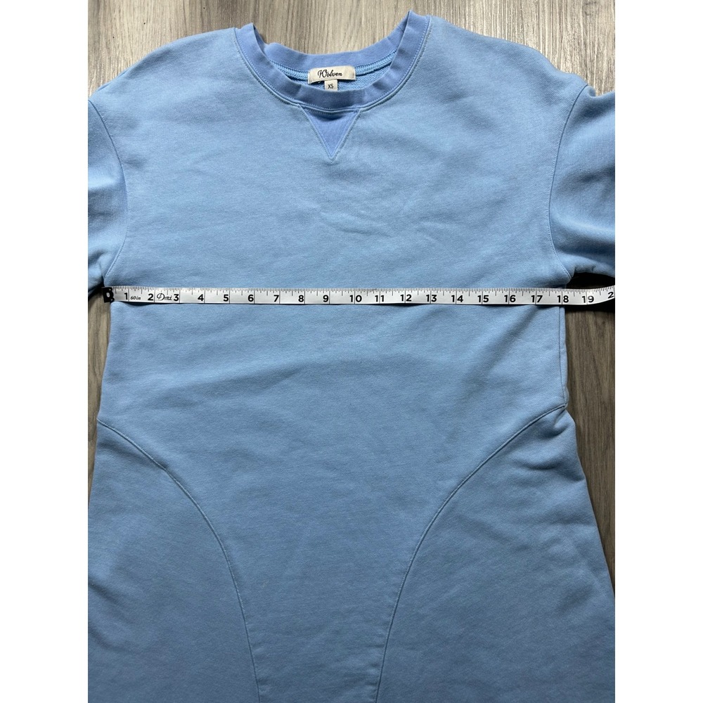 Wolven‎ Anthropologie Blue Cotton French Terry Short Sleeve Sweatshirt Dress Xs - Picture 2 of 8